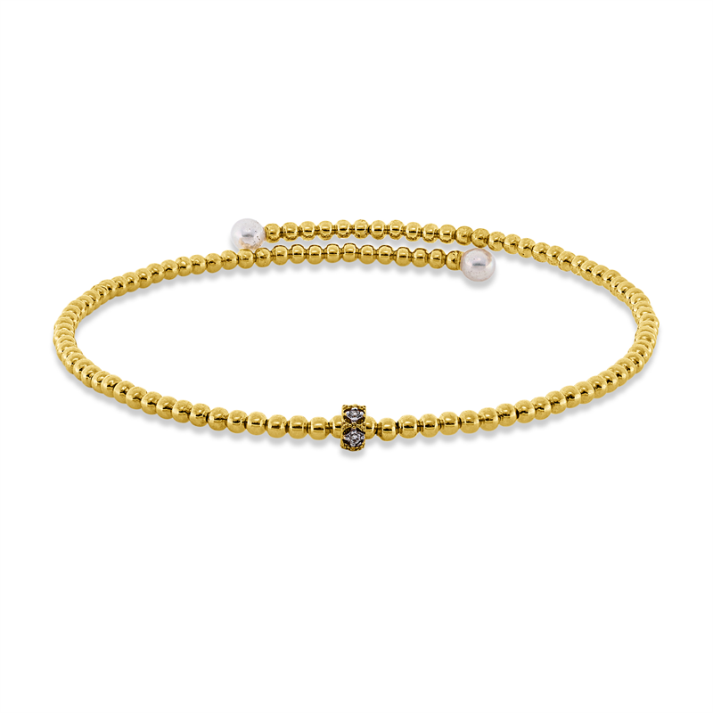 Armreif 18 kt GG+WG, 5 Brill. 0,03 ct, TW-si, 2 SW weiß 3 mm