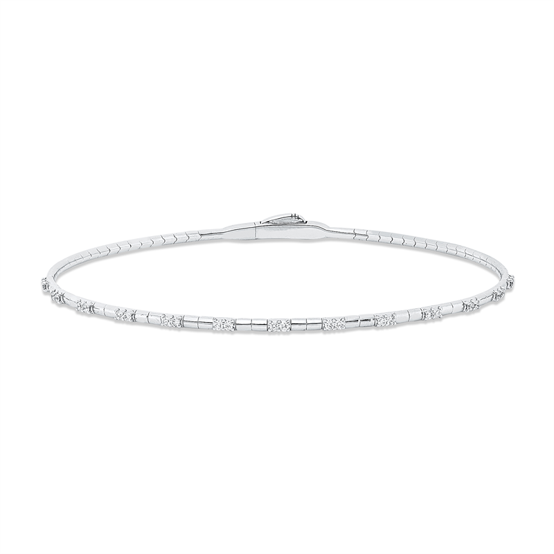 Armreif 18 kt WG, Flex-Band, variabel, rhodinier, 26 Brill. 0,22 ct, TW-vsi
