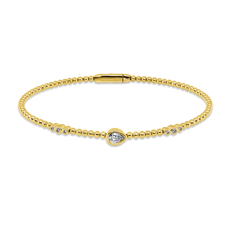 Armreif 18 kt GG, 1 Tropfen 0,19 ct, TW-si, 6 Brill. 0,05 ct, TW-si