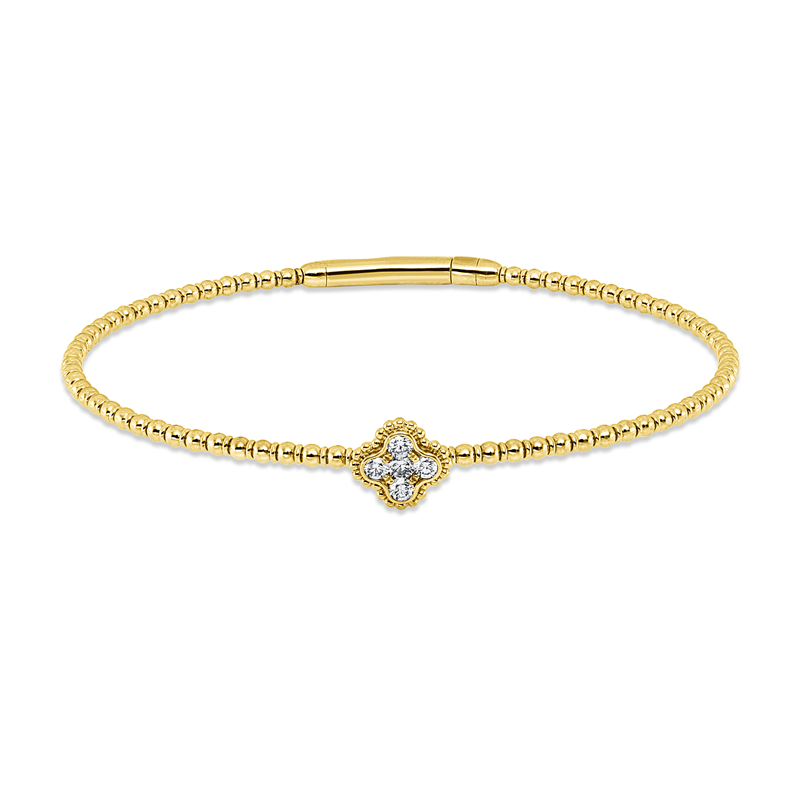 Armreif 18 kt GG, 1 Brill. 0,05 ct, TW-pi, 4 Brill. 0,13 ct, TW-pi