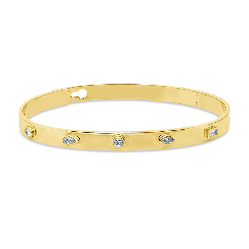 Armreif 18 kt GG, 5 Fant-Schl. 0,35 ct, W-vsi/si