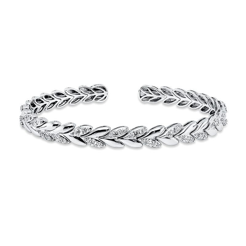 Armreif 18 kt WG, 18 Brill. 0,26 ct, TW-si, 18 Brill. 0,52 ct, TW-si, 18 Brill. 0,14 ct, TW-si