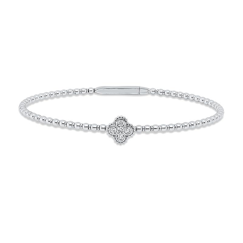 Armreif 18 kt WG, 4 Brill. 0,10 ct, TW-si, 1 Brill. 0,04 ct, TW-si