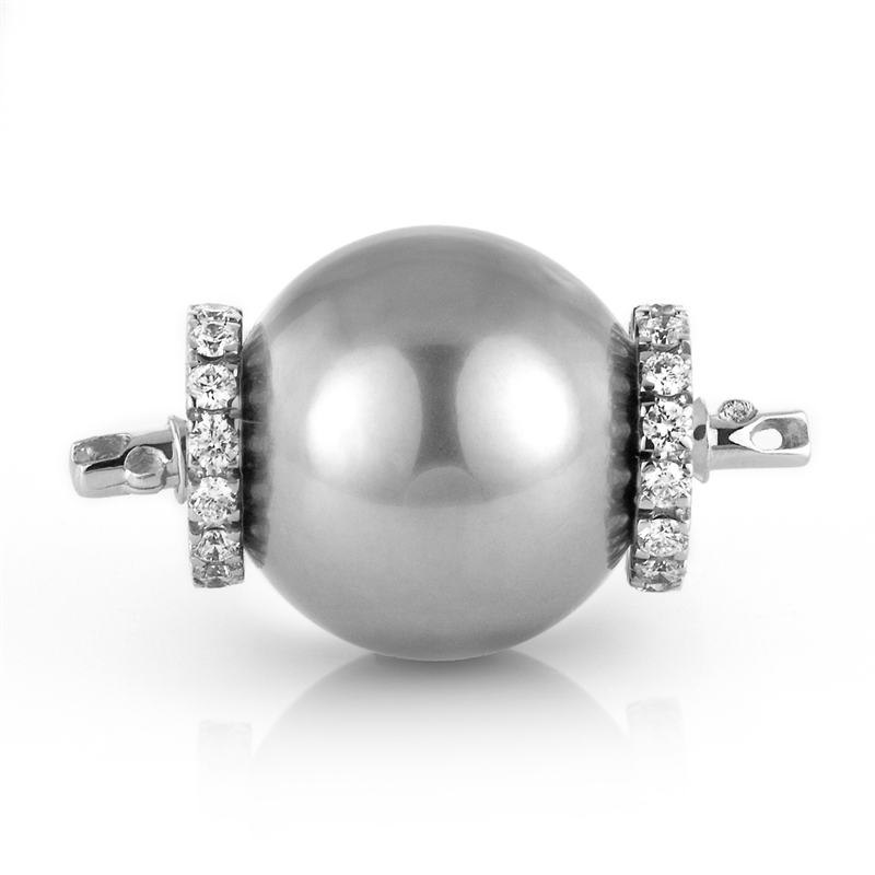 Schließe 18 kt WG, 28 Brill. 0,46 ct, W-si, 1 TA silber 13,5 mm