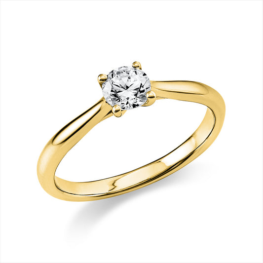 Ring 14 kt GG, GIA6495370998, 1 Brill. 0,41 ct, F-si