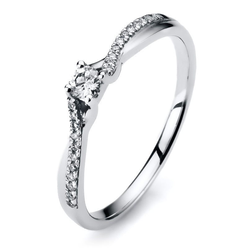 Ring 14 kt WG, 22 Brill. 0,07 ct, TW-si, 1 Brill. 0,09 ct, TW-si