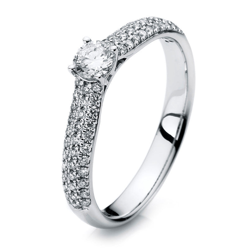 Ring 14 kt WG, 1 Brill. 0,24 ct, TW-si, 66 Brill. 0,30 ct, TW-si
