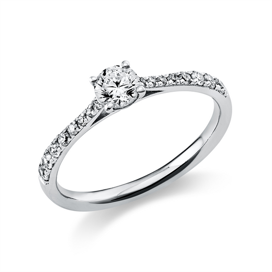 Ring 18 kt WG, GIA6512641835, 1 Brill. 0,30 ct, TW-si, 16 Brill. 0,20 ct, TW-si