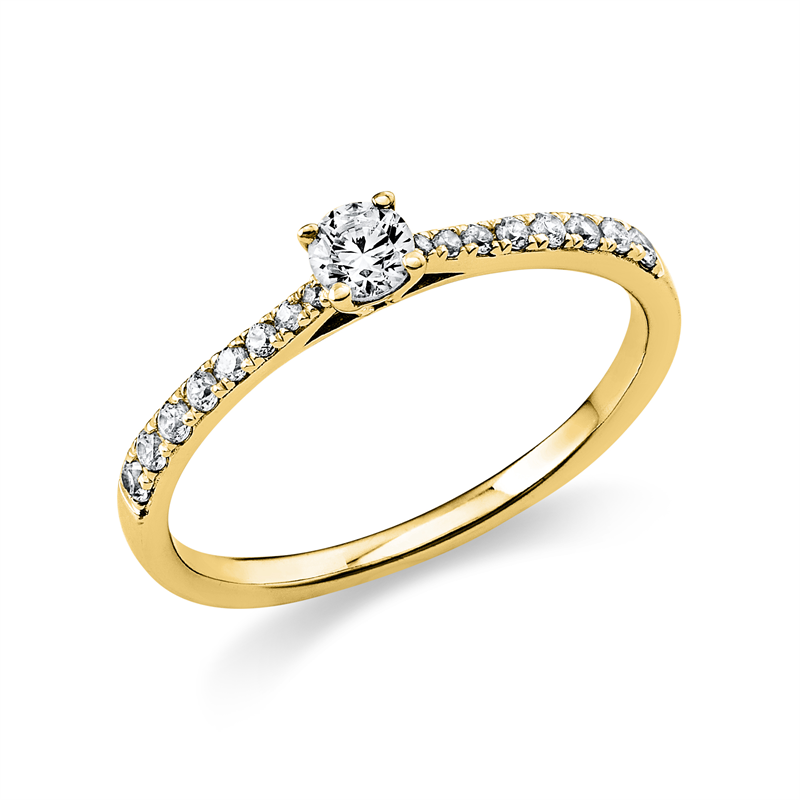 Ring 14 kt GG, 1 Brill. 0,15 ct, TW-si, 16 Brill. 0,15 ct, TW-si