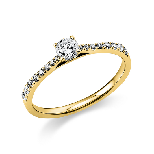 Ring 14 kt GG, 1 Brill. 0,20 ct, TW-si, 16 Brill. 0,17 ct, TW-si