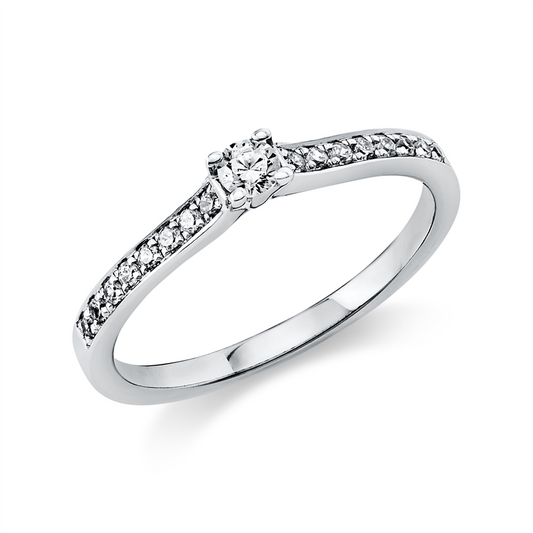 Ring 14 kt WG, 1 Brill. 0,10 ct, TW-si, 16 Brill. 0,12 ct, TW-si