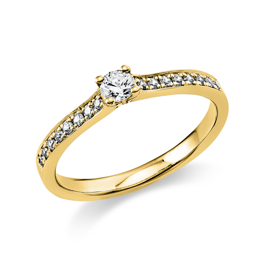 Ring 14 kt GG, 1 Brill. 0,15 ct, TW-si, 16 Brill. 0,14 ct, TW-si