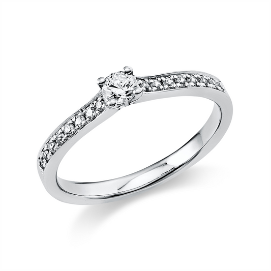 Ring 14 kt WG, 1 Brill. 0,15 ct, TW-si, 16 Brill. 0,14 ct, TW-si