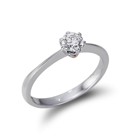 Ring 18 kt WG+RG, GIA1405633269, 1 Brill. 0,40 ct, E-si