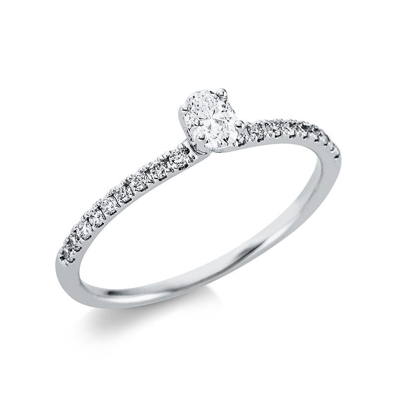 Ring 18 kt WG, 1 Oval 0,19 ct, TW-si, 18 Brill. 0,15 ct, TW-si