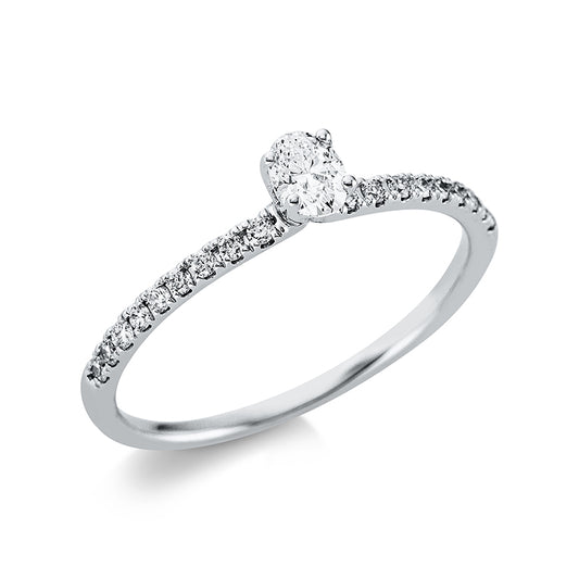 Ring 18 kt WG, 1 Oval 0,19 ct, TW-si, 18 Brill. 0,15 ct, TW-si
