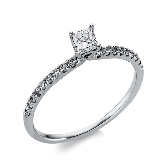Ring 18 kt WG, 1 Princ. 0,19 ct, TW-si, 18 Brill. 0,15 ct, TW-si