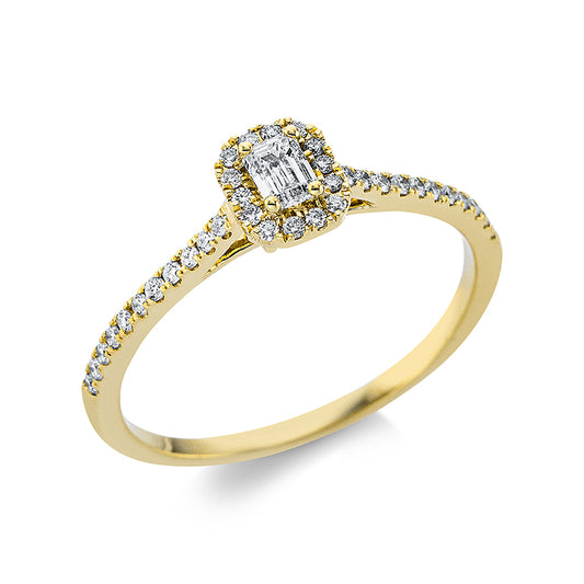 Ring 18 kt GG, 14 Brill. 0,05 ct, TW-si, 1 Sm.schliff 0,15 ct, TW-si, 22 Brill. 0,11 ct, TW-si