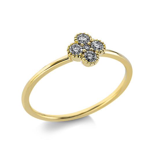 Ring 18 kt GG, 1 Brill. 0,01 ct, TW-si, 4 Brill. 0,17 ct, TW-si