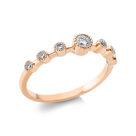 Ring 18 kt RG, 6 Brill. 0,16 ct, TW-si, 1 Brill. 0,12 ct, TW-si