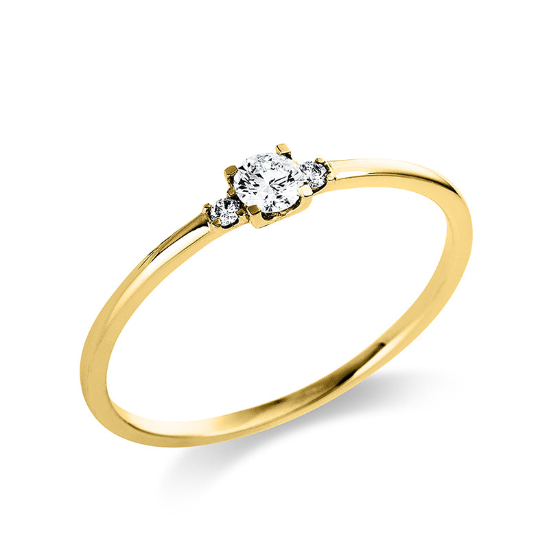 Ring 14 kt GG, 1 Brill. 0,12 ct, D-if, 2 Brill. 0,02 ct, D-if