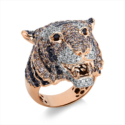 Ring 18 kt RG+WG,93 Brill. 1,13 ct, TW-vsi, 116 Brill. 1,89 ct, schwarz, 182 Brill. 3,45 ct, braun