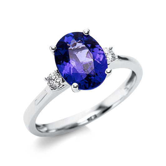 Ring 18 kt WG, 2 Brill. 0,13 ct, TW-si, 1 Tansanit 2,35 ct blau