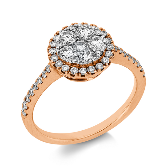 Ring 18 kt RG+WG, 10 Brill. 0,12 ct, TW-si, 5 Brill. 0,39 ct, TW-si, 32 Brill. 0,26 ct, TW-si