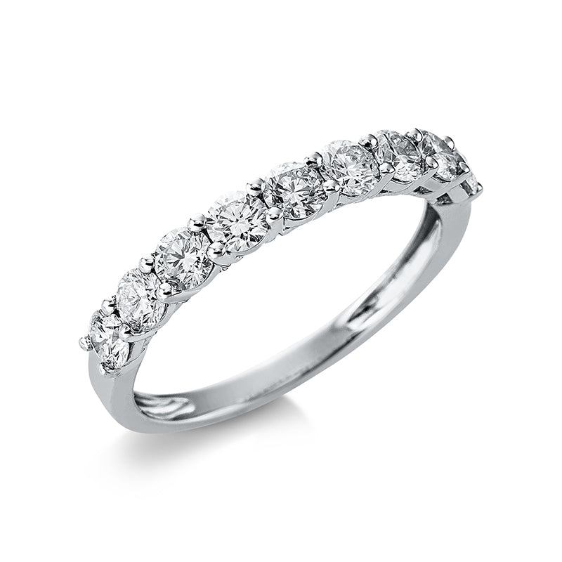 Ring 18 kt WG, 9 Brill. 0,96 ct, W-pi