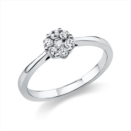 Ring 18 kt WG, 1 Brill. 0,06 ct, TW-si, 6 Brill. 0,21 ct, TW-si