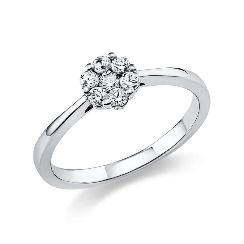 Ring 950 Pt Platin, 1 Brill. 0,06 ct, TW-si, 6 Brill. 0,20 ct, TW-si