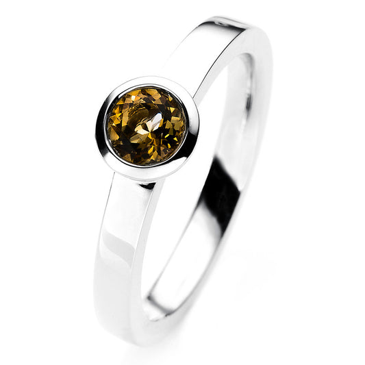 Ring 18 kt WG, 1 Citrin 0,49 ct