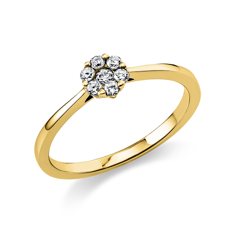 Ring 18 kt GG, 6 Brill. 0,13 ct, TW-si, 1 Brill. 0,04 ct, TW-si
