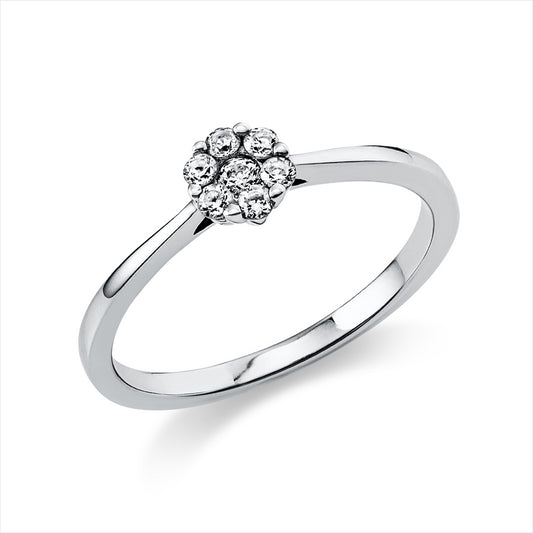 Ring 14 kt WG, 6 Brill. 0,13 ct, TW-si, 1 Brill. 0,04 ct, TW-si