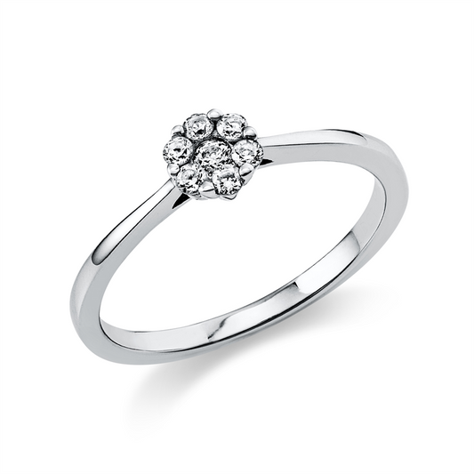 Ring 14 kt WG, 6 Brill. 0,12 ct, TW-si, 1 Brill. 0,04 ct, TW-si