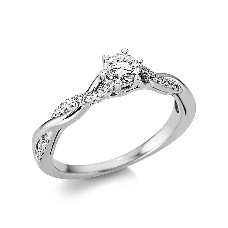 Ring 18 kt WG, 24 Brill. 0,11 ct, TW-si, 1 Brill. 0,31 ct, TW-si