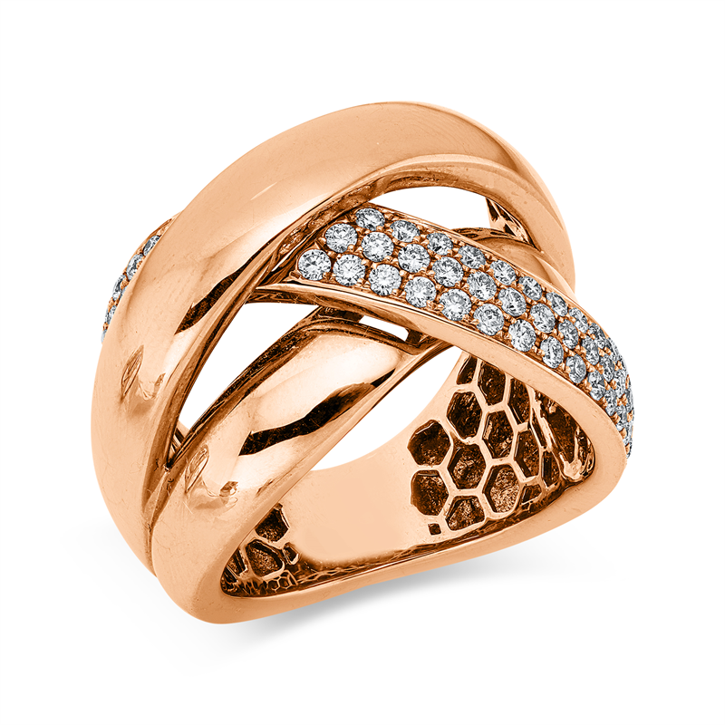 Ring 18 kt RG, 68 Brill. 0,71 ct, TW-si