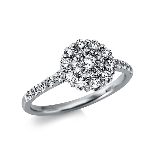 Ring 18 kt WG, 10 Brill. 0,05 ct, TW-si, 10 Brill. 0,34 ct, TW-si, 10 Brill. 0,18 ct, TW-si, 1 Brill. 0,15 ct, TW-si