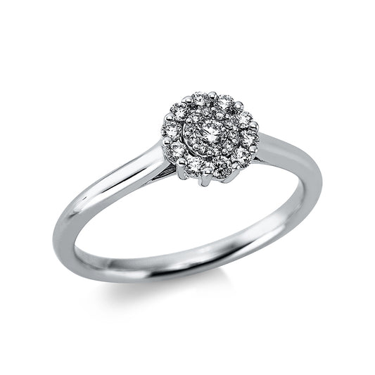 Ring 18 kt WG, 10 Brill. 0,02 ct, TW-si, 10 Brill. 0,13 ct, TW-si, 1 Brill. 0,04 ct, TW-si