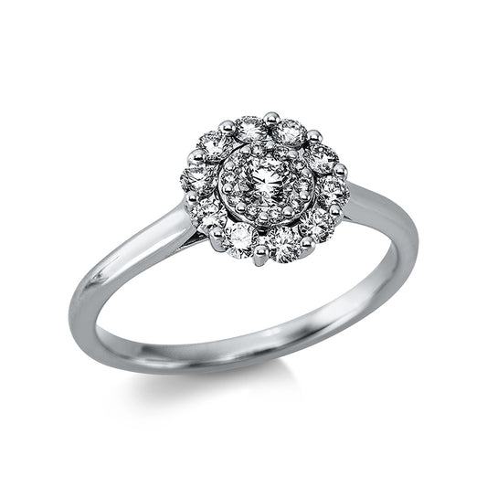 Ring 18 kt WG, 10 Brill. 0,05 ct, TW-si, 10 Brill. 0,33 ct, TW-si, 1 Brill. 0,14 ct, TW-si