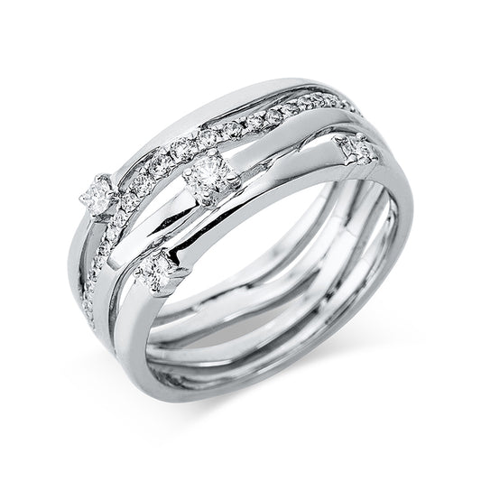 Ring 18 kt WG, 4 Brill. 0,18 ct, TW-si, 28 Brill. 0,21 ct, TW-si