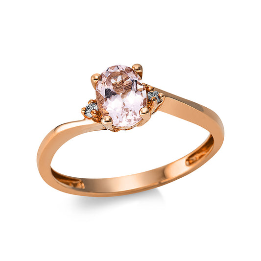 Ring 14 kt RG, 2 Brill. 0,03 ct, TW-si, 1 Morganit 0,76 ct pink