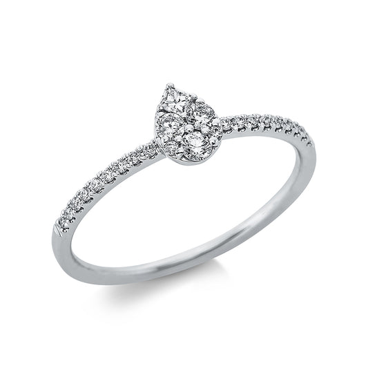 Ring 18 kt WG, 3 Brill. 0,09 ct, TW-si, 1 Princ. 0,03 ct, TW-si, 20 Brill. 0,08 ct, TW-si