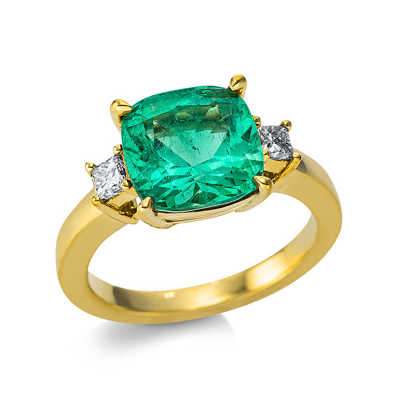 Ring 18 kt GG, 2 Princ. 0,26 ct, TW-si, 1 Tansanit 3,88 ct blau