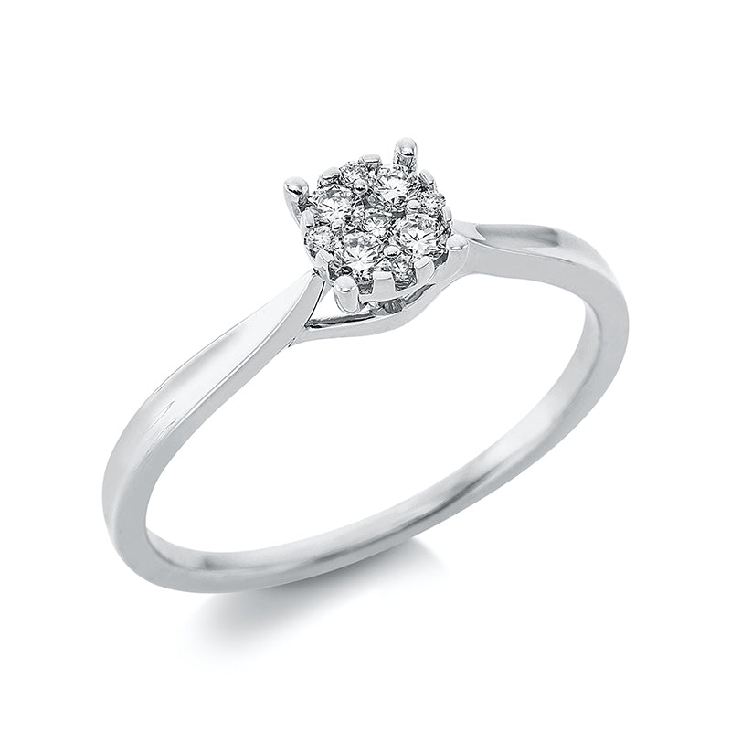 Ring 18 kt WG, 5 Brill. 0,11 ct, TW-si, 4 Brill. 0,02 ct, TW-si