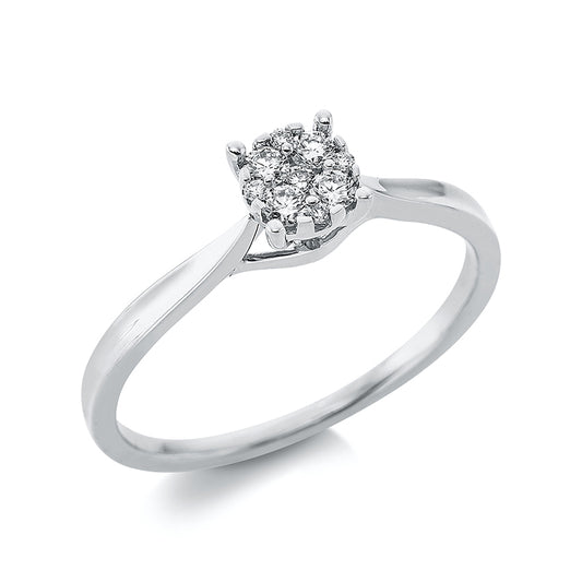 Ring 18 kt WG, 5 Brill. 0,11 ct, TW-si, 4 Brill. 0,02 ct, TW-si