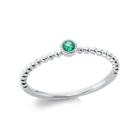 Ring 18 kt WG, 1 Smaragd 0,05 ct grün