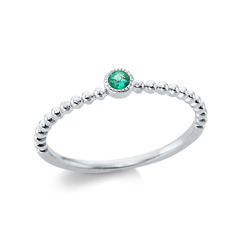 Ring 18 kt WG, 1 Smaragd 0,05 ct grün