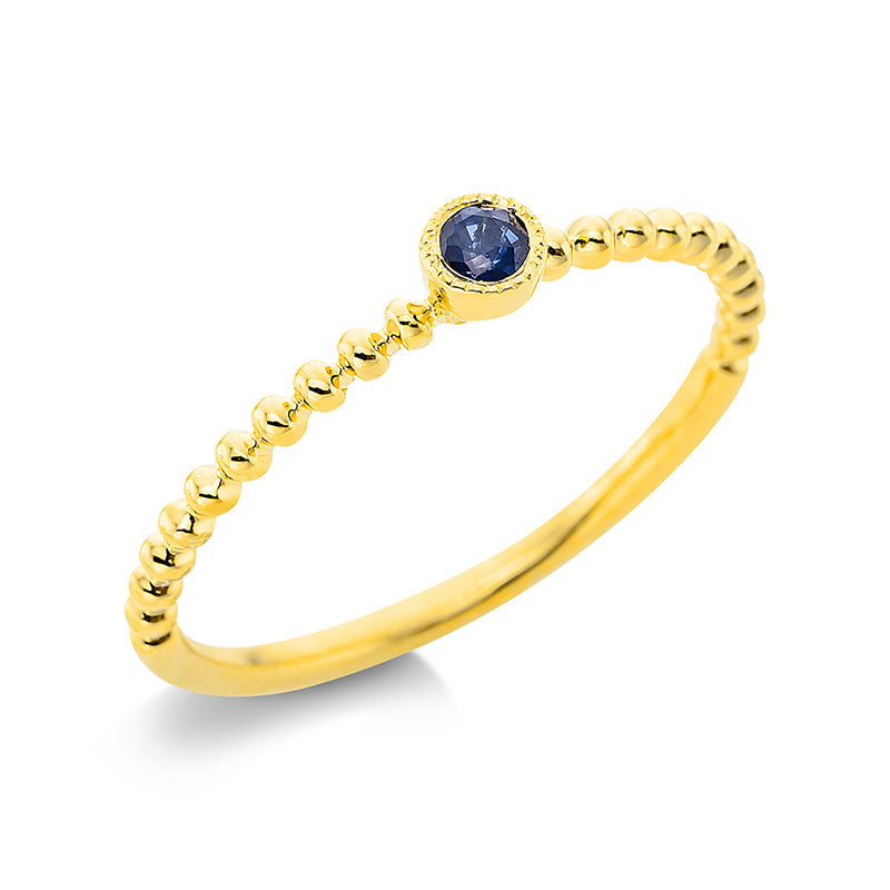 Ring 18 kt GG, 1 Saphir 0,08 ct blau