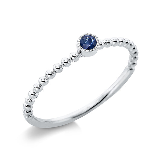 Ring 18 kt WG, 1 Saphir 0,07 ct blau
